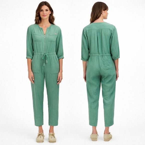 Sundry Pants - Sundry Cotton Jumpsuit with Drawstring Waist